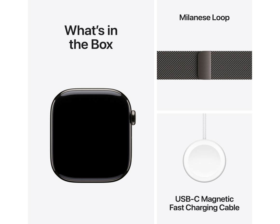 Apple Watch Series 11 Titan med Milanesisk Loop 42 mm Skiffer