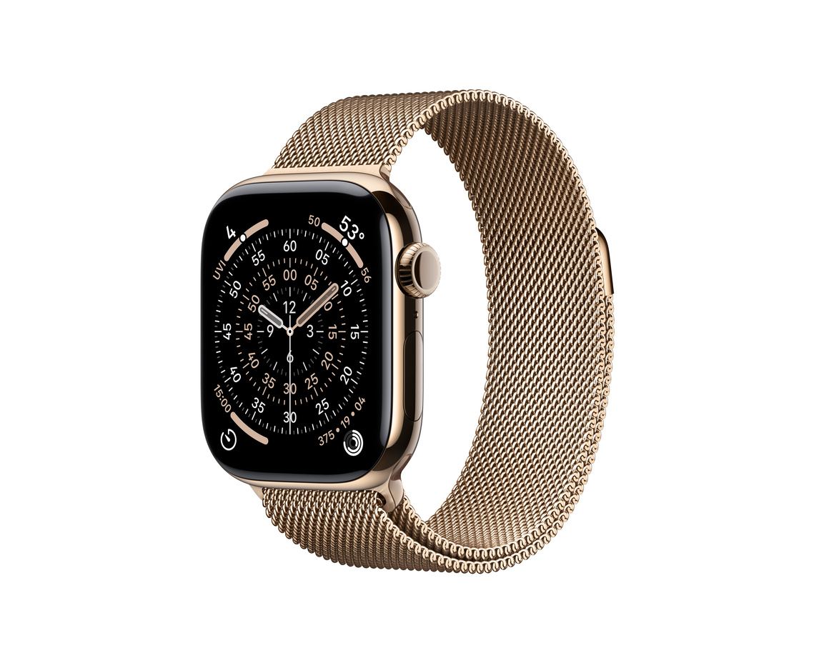 Apple Watch Series 11 Titan med Milanesisk Loop 42 mm Guld