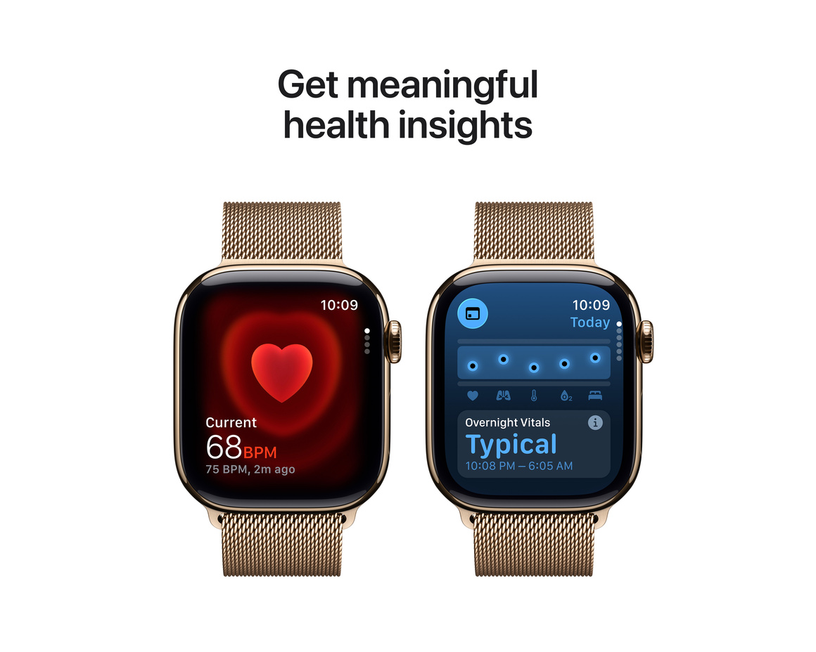 Apple Watch Series 11 Titan med Milanesisk Loop 42 mm Guld