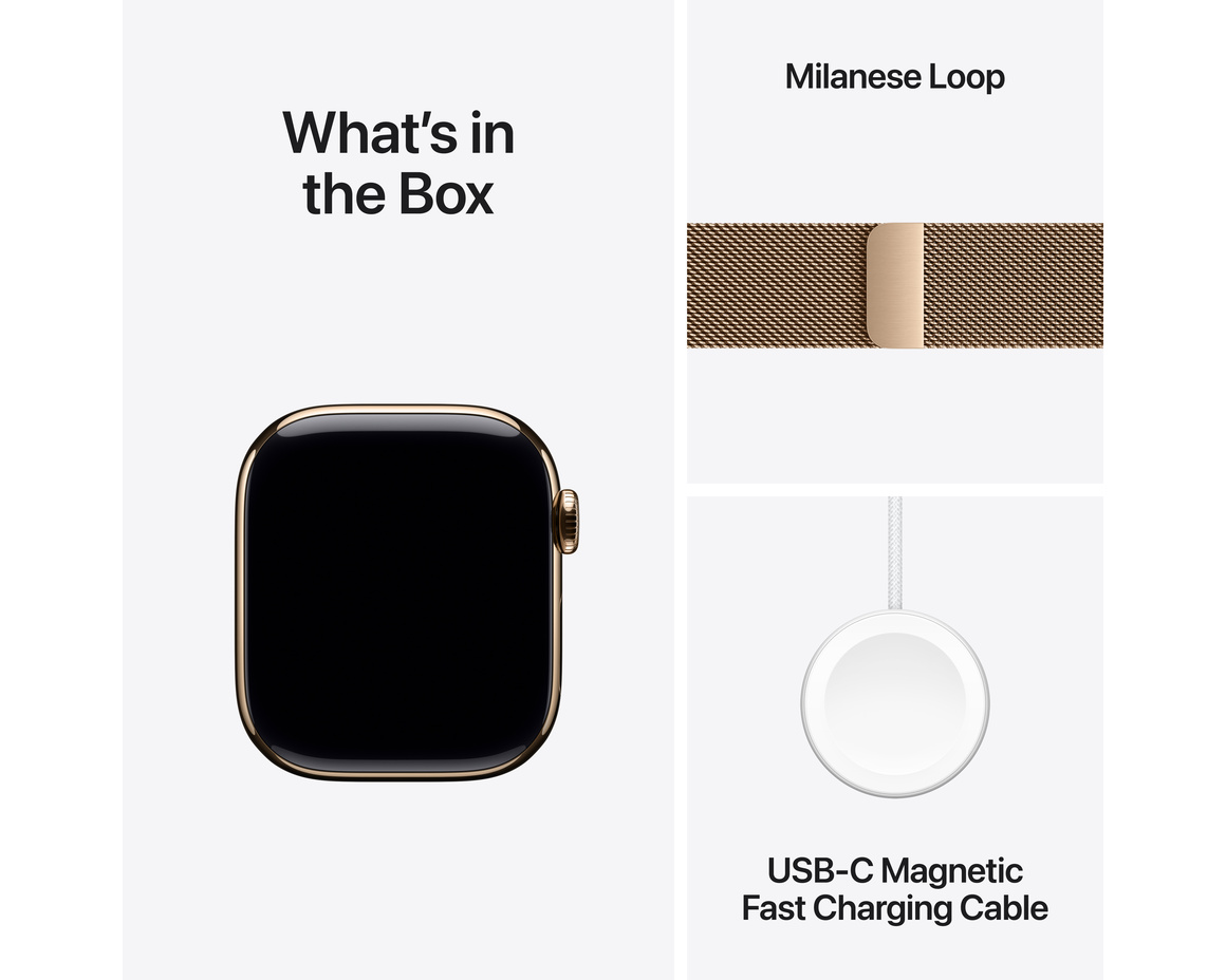 Apple Watch Series 11 Titan med Milanesisk Loop 42 mm Guld