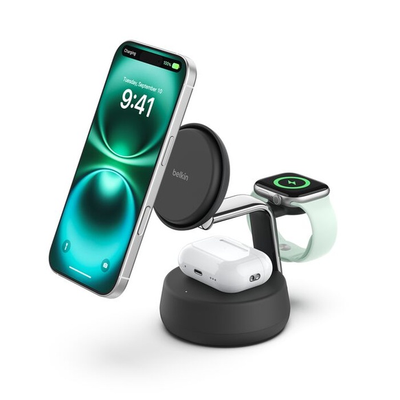 Belkin UltraCharge Pro 3-i-1 Magnetisk Laddningsstation med Qi2 25W Belkin UltraCharge Pro 3-i-1 Magnetisk Laddningsstation med Qi2 25W