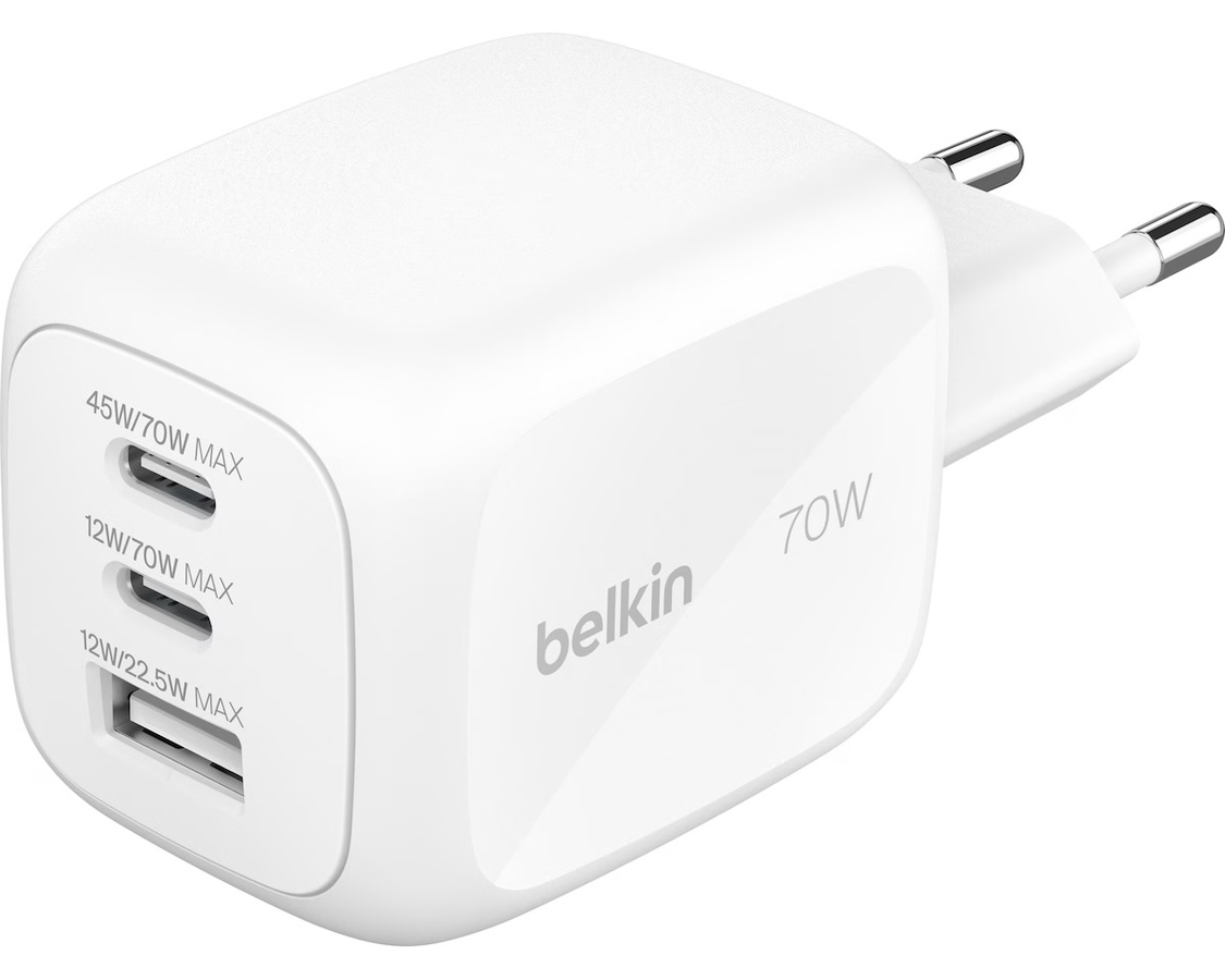 Belkin 70W 3 portar (2xUSB-C och 1xUSB-A) Väggladdare