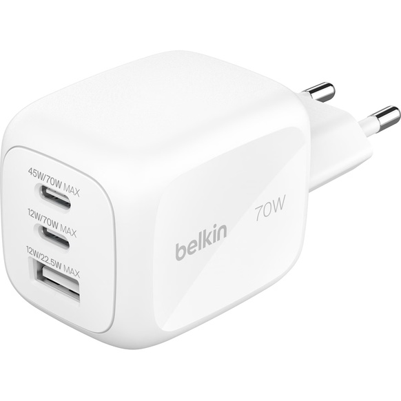 Belkin 70W 3 portar (2xUSB-C och 1xUSB-A) Väggladdare