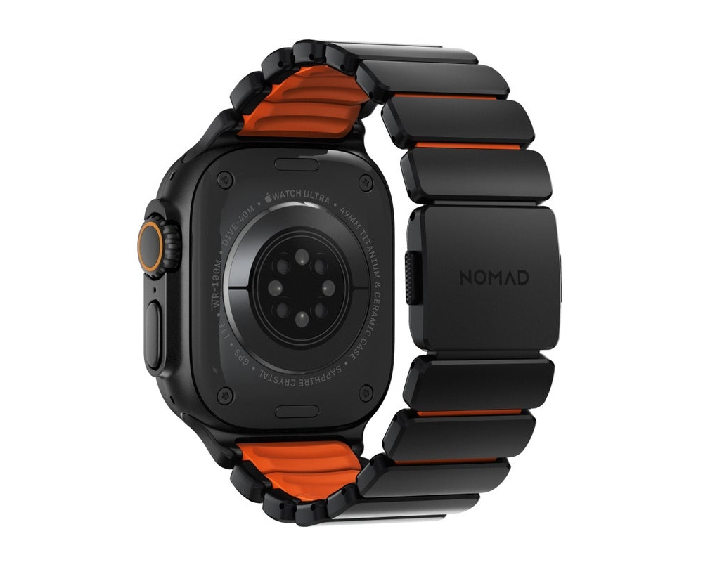 Nomad - Stratos Band - 49mm | Black Titanium | Ultra Orange FKM