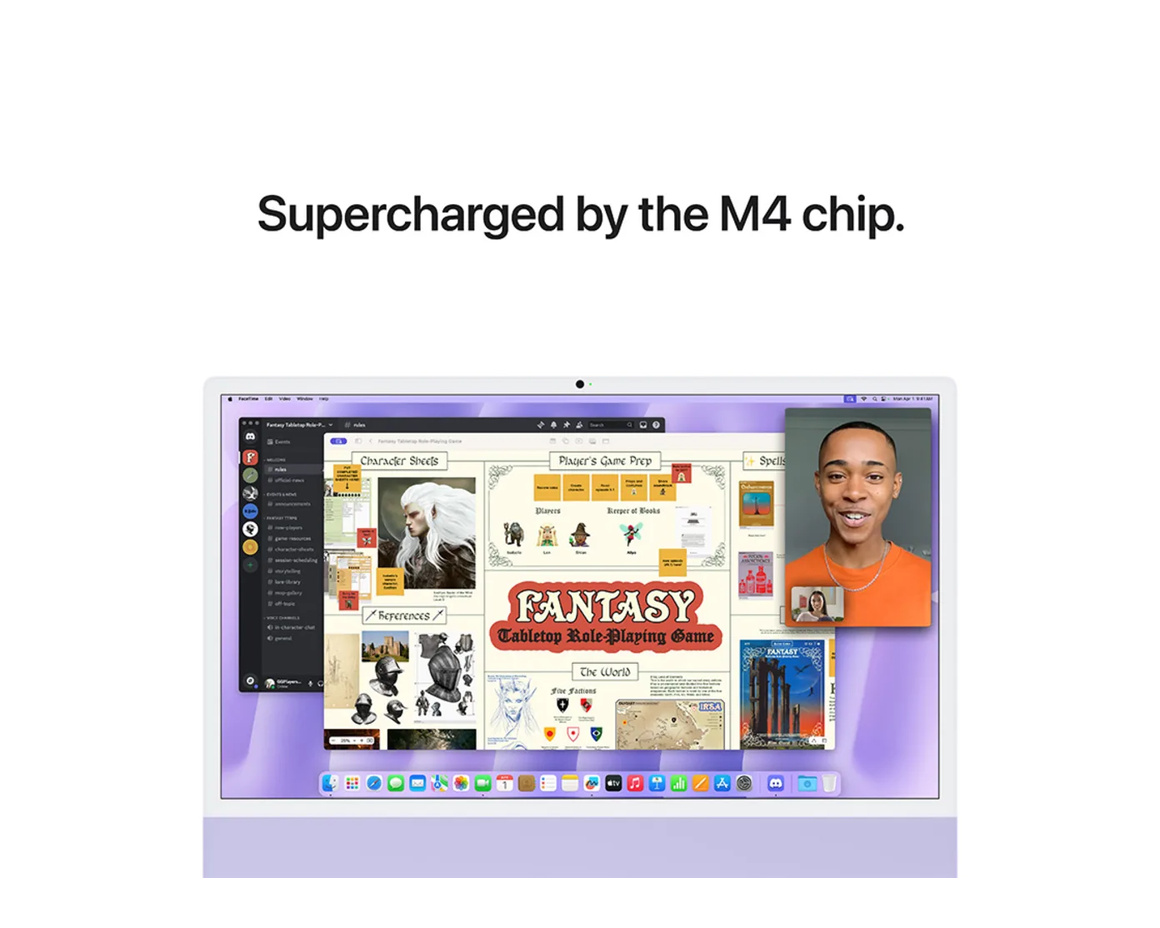 iMac 24 Retina 4.5K (2024) M4 8-core CPU, 8-core GPU/16GB/256GB SSD - Lila - (Standard)