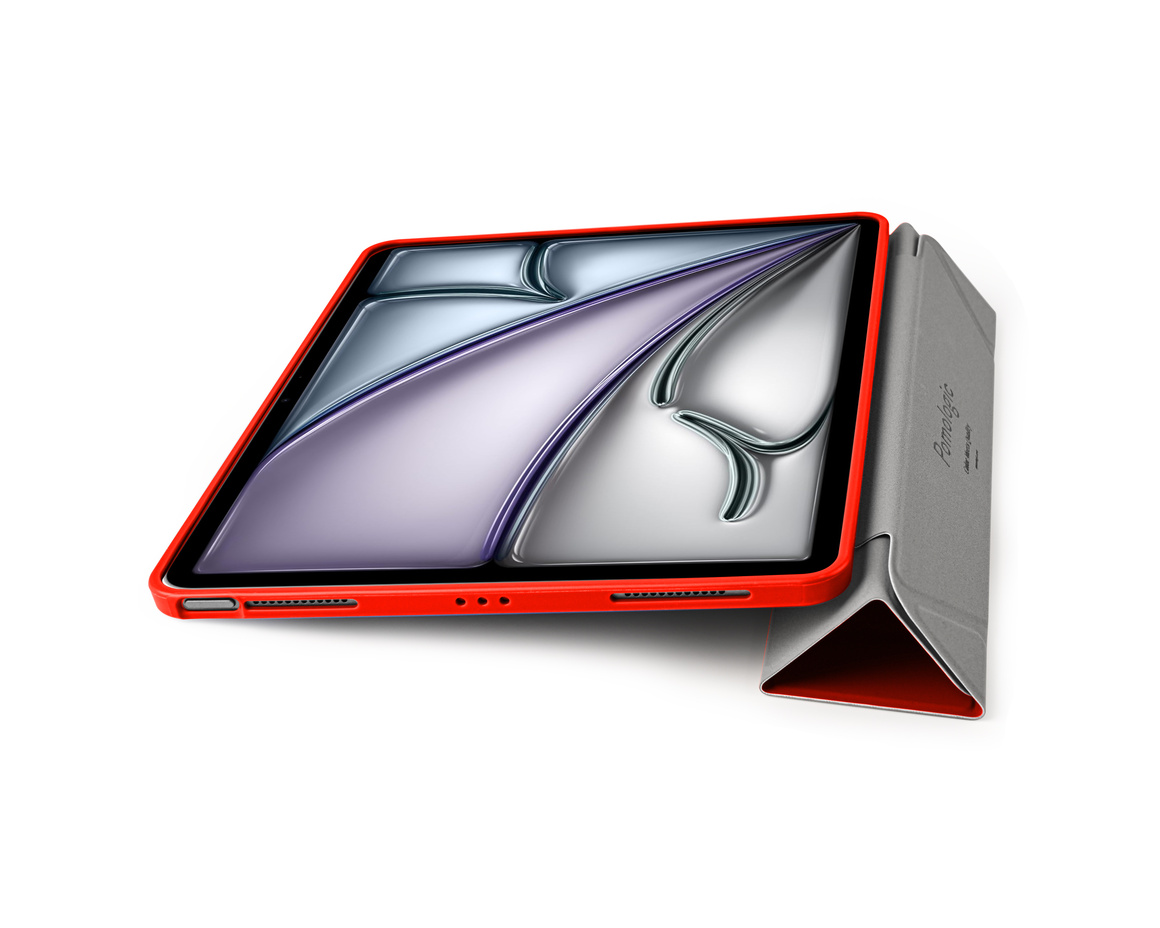 Pomologic - BookFold Clear till iPad Air 13 (M2/M3) - Clear/Röd