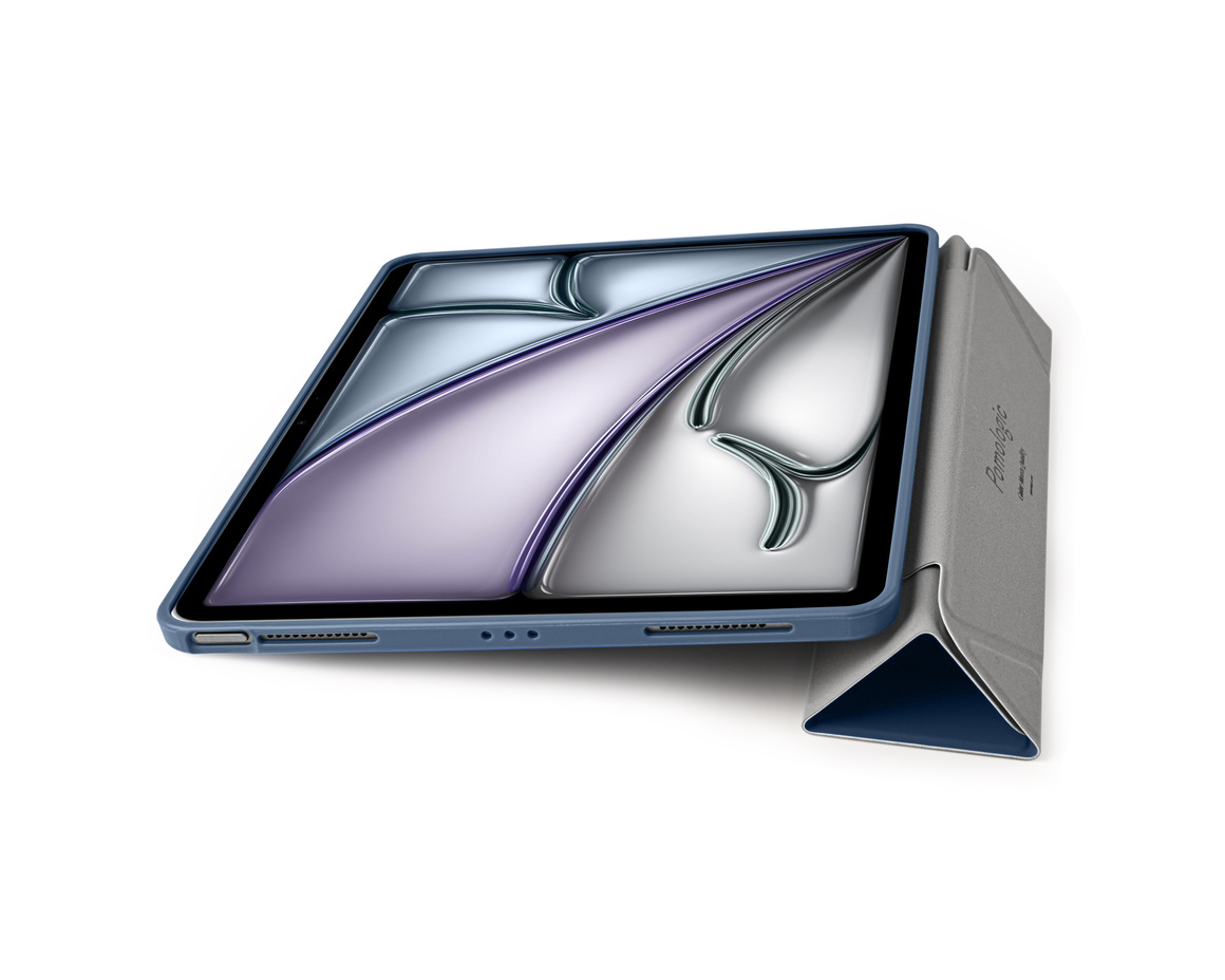 Pomologic - BookFold Clear till iPad Air 13 (M2/M3) - Clear/Marinblå