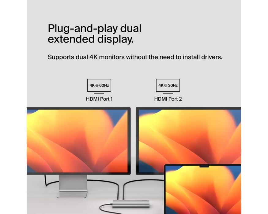 Belkin 8-in1 Dual Display Hub (DisplayLink)
