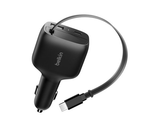 Belkin BoostCharge Infällbar Billaddare 75W USB-C + (USB-C + USB-A)