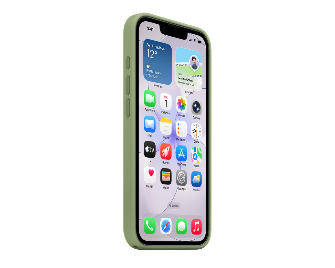 Apple iPhone 17e Silikonskal med MagSafe ljus mossa