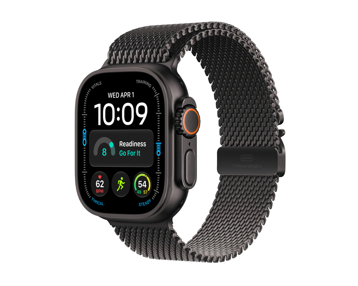 Apple Watch Ultra 4 GPS + Cellular 49mm med Milaneseloop Svart Large