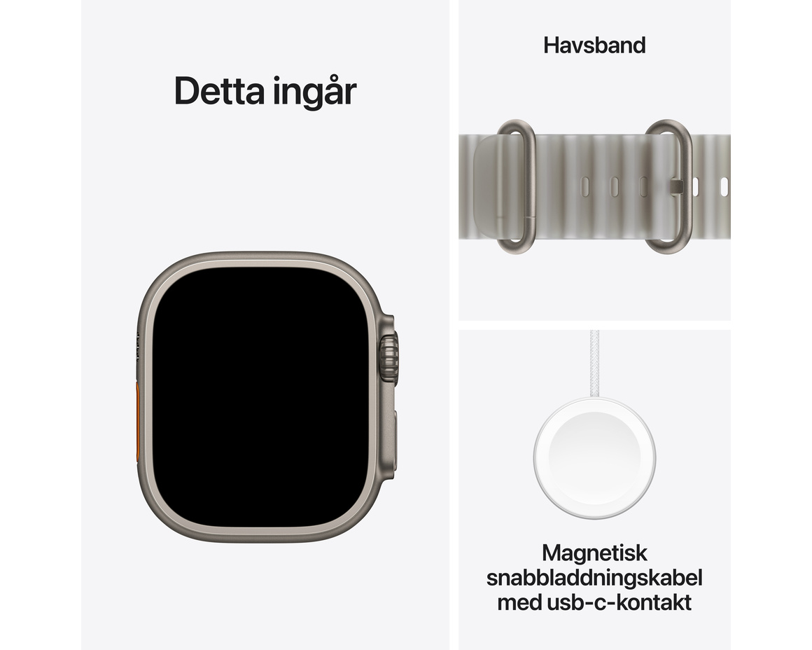 Apple Watch Ultra 4 GPS + Cellular 49mm med Ocean Band Genomlyst grå
