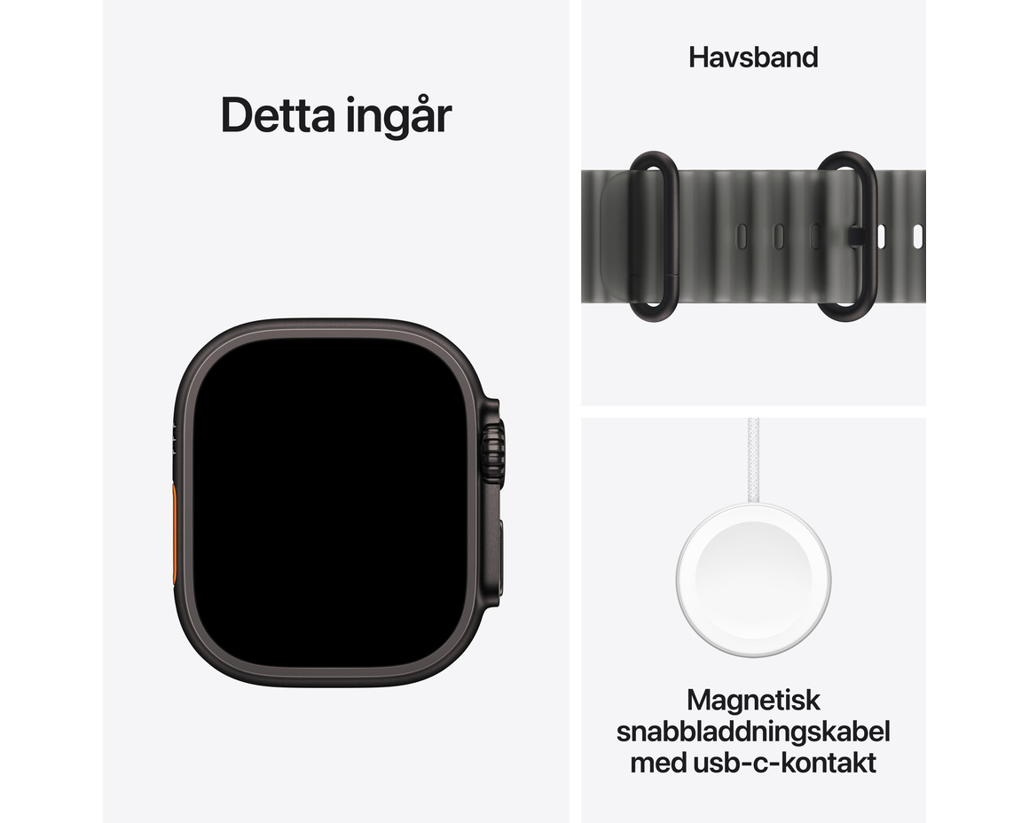 Apple Watch Ultra 4 GPS + Cellular 49mm med Ocean Band Genomlyst svart