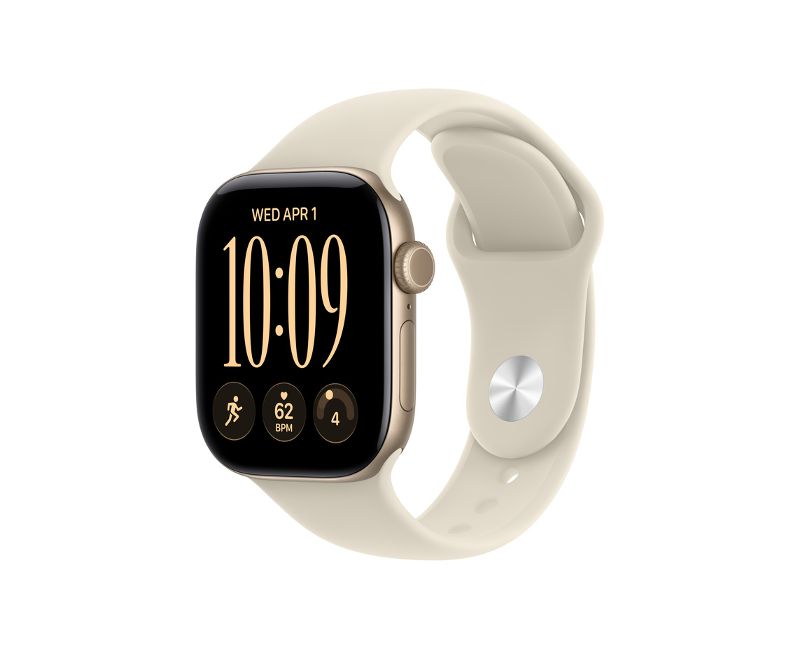 Apple Watch Series 12 Aluminium med Sportband Ljust Guld 42mm GPS S/M