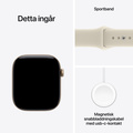 Apple Watch Series 12 Aluminium med Sportband Ljust Guld 46mm GPS S/M