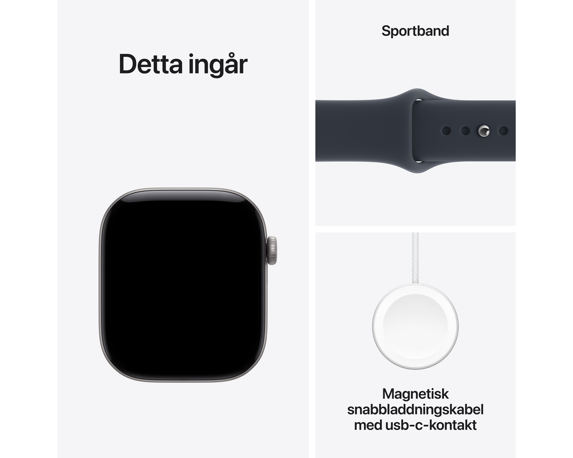 Apple Watch Series 12 Aluminium med Sportband Rymdgrå 46mm GPS S/M