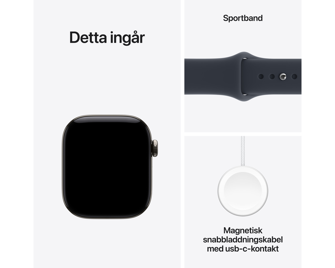 Apple Watch Series 12 Titan Cellular med Sportband Naturlig 42mm S/M