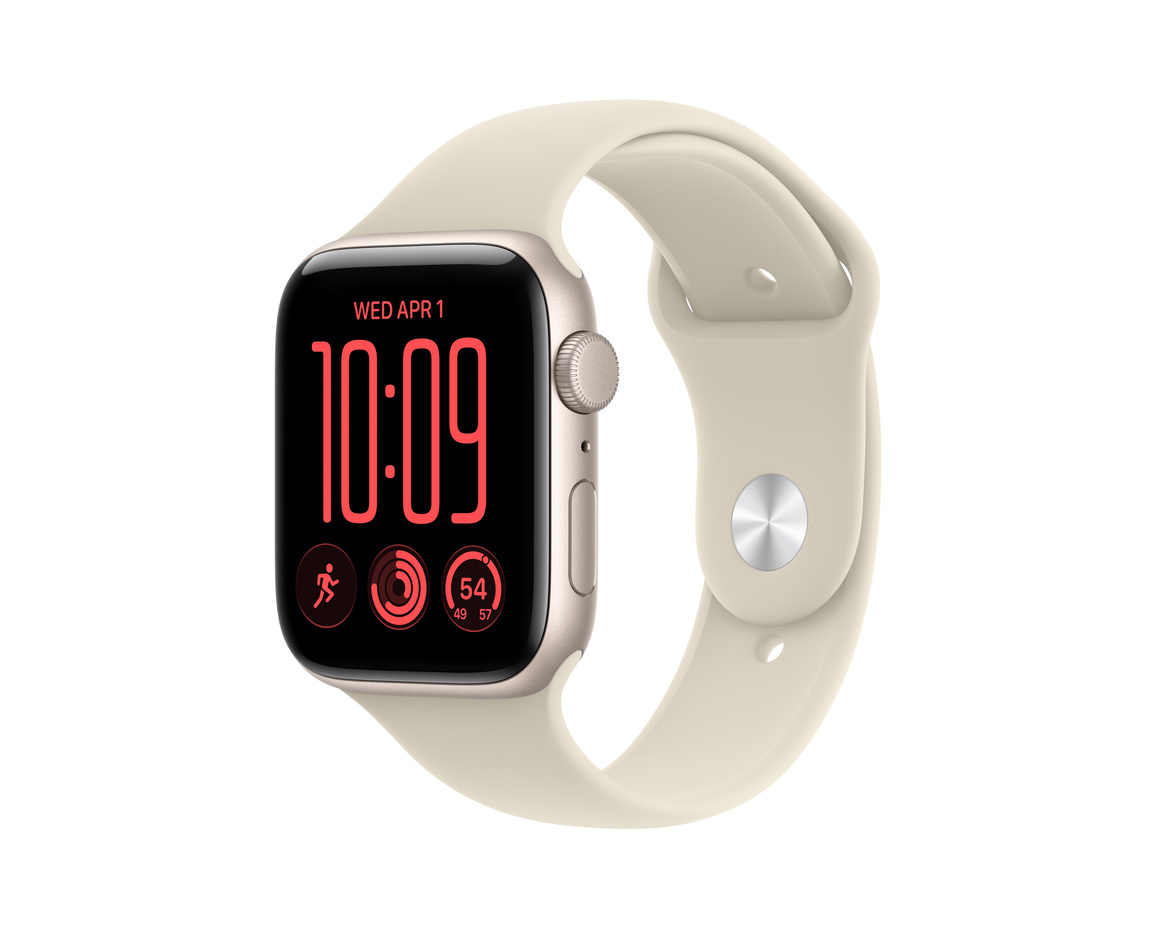 Apple Watch SE 3 GPS 44mm Starlight Aluminium Case with Sand Sport Band - S/M