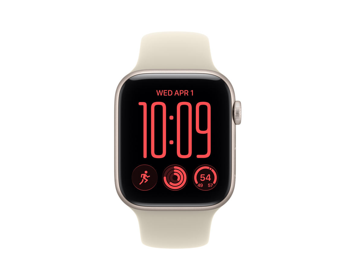 Apple Watch SE 3 GPS 44mm Starlight Aluminium Case with Sand Sport Band - S/M